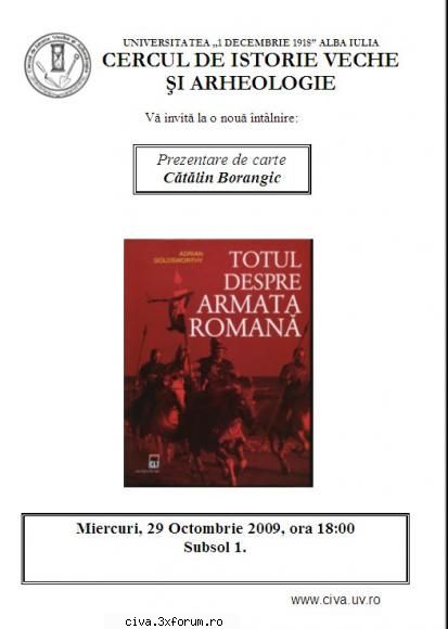miercuri 29 octombrie ora 18:00, subsol carte adrian - totul despre armata romana, prezinta catalin